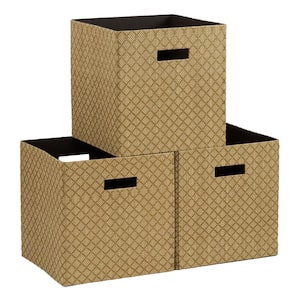 Premium Deco Fabric Storage Cubes in Gold (3-Pack)