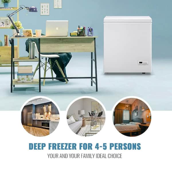 4.0 cu. ft. Manual Defrost Mini Upright Freezer in White with 2 Removable Baskets, Digital Control Panel for Home