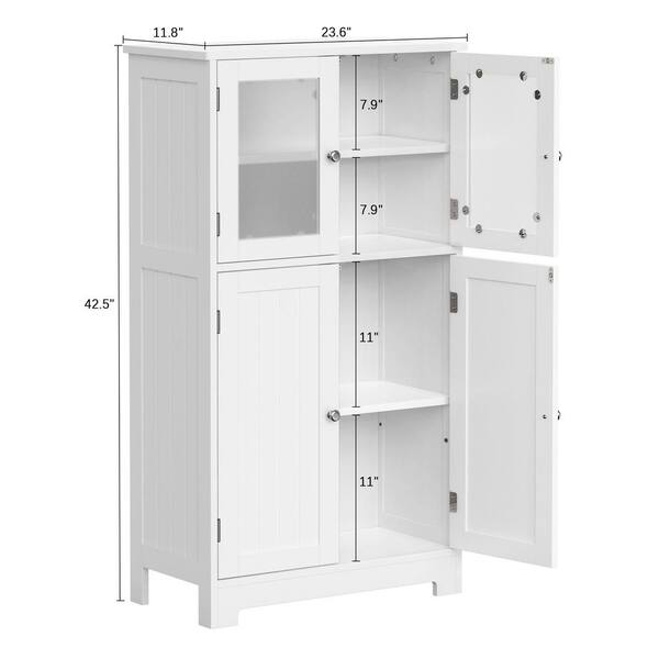 Hunsberger 23.6'' W x 67'' H x 11.8'' D Linen Cabinet with 2 Drawers, White