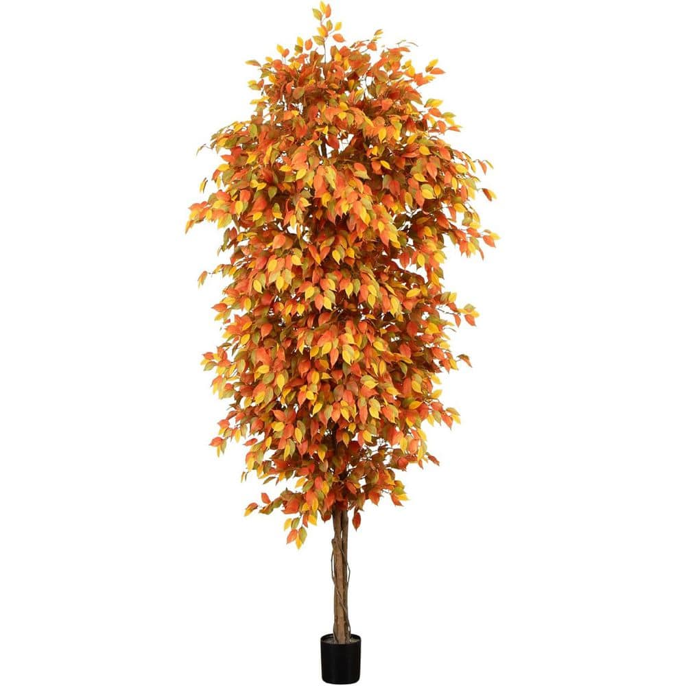 9 ft. Artificial Ficus Tree in Black Pot, Artificial Indoor Home Decor Plant