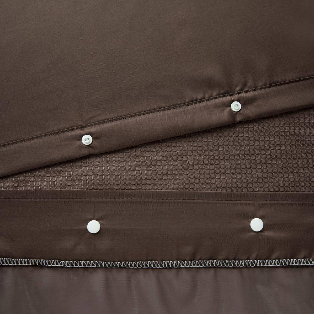 Brown Waffle Weave Shower Curtain with Detachable Liner
