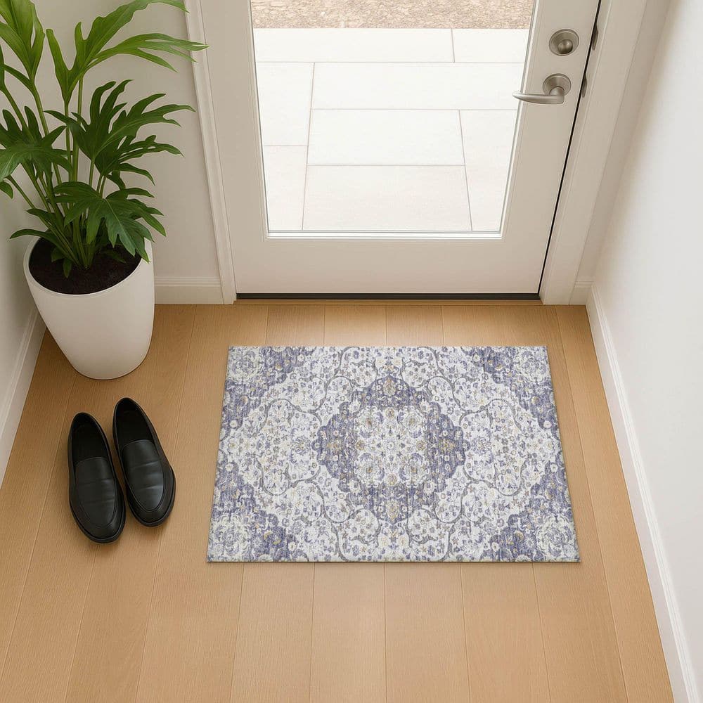 Mayfield Premium Machine Washable Abstract AMF1677 Lavender 2 ft. x 3 ft. Area Rug price history on PriceWatchPro