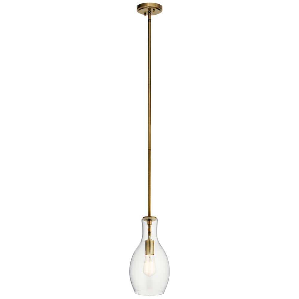 Everly 13.75" Clear Glass and Brass Mini Pendant Light
