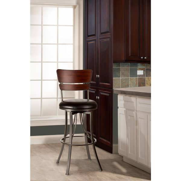 Hillsdale Furniture Santa Monica 26 in. Swivel Counter Stool in Pewter/Distressed Cherry