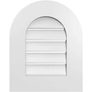 16 in. x 20 in. Round Top Surface Mount PVC Gable Vent: Functional with Standard Frame