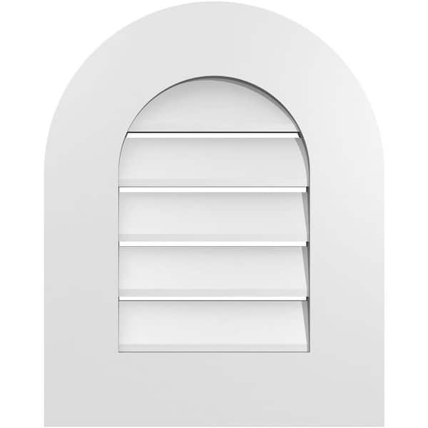 Ekena Millwork 16 in. x 20 in. Round Top Surface Mount PVC Gable Vent: Functional with Standard Frame