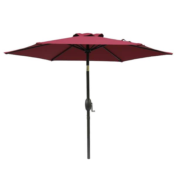Tidoin 7-1/2 ft. Steel Push Button Market Tilt Patio Umbrella in Red