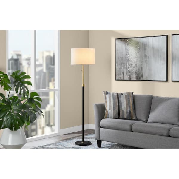 Alderston 65 in. Matte Black and Antique Brass Adjustable Standard Floor Lamp