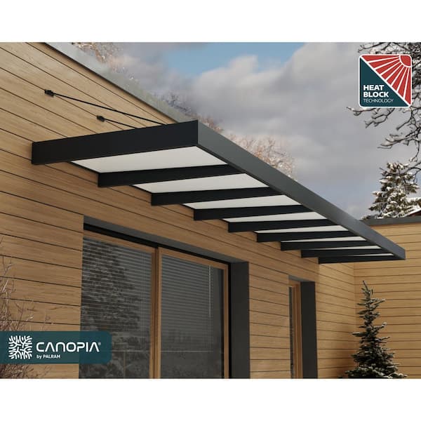 Sophia 5 ft x 2 5 ft. Gray/White Opal Door and Window Awning