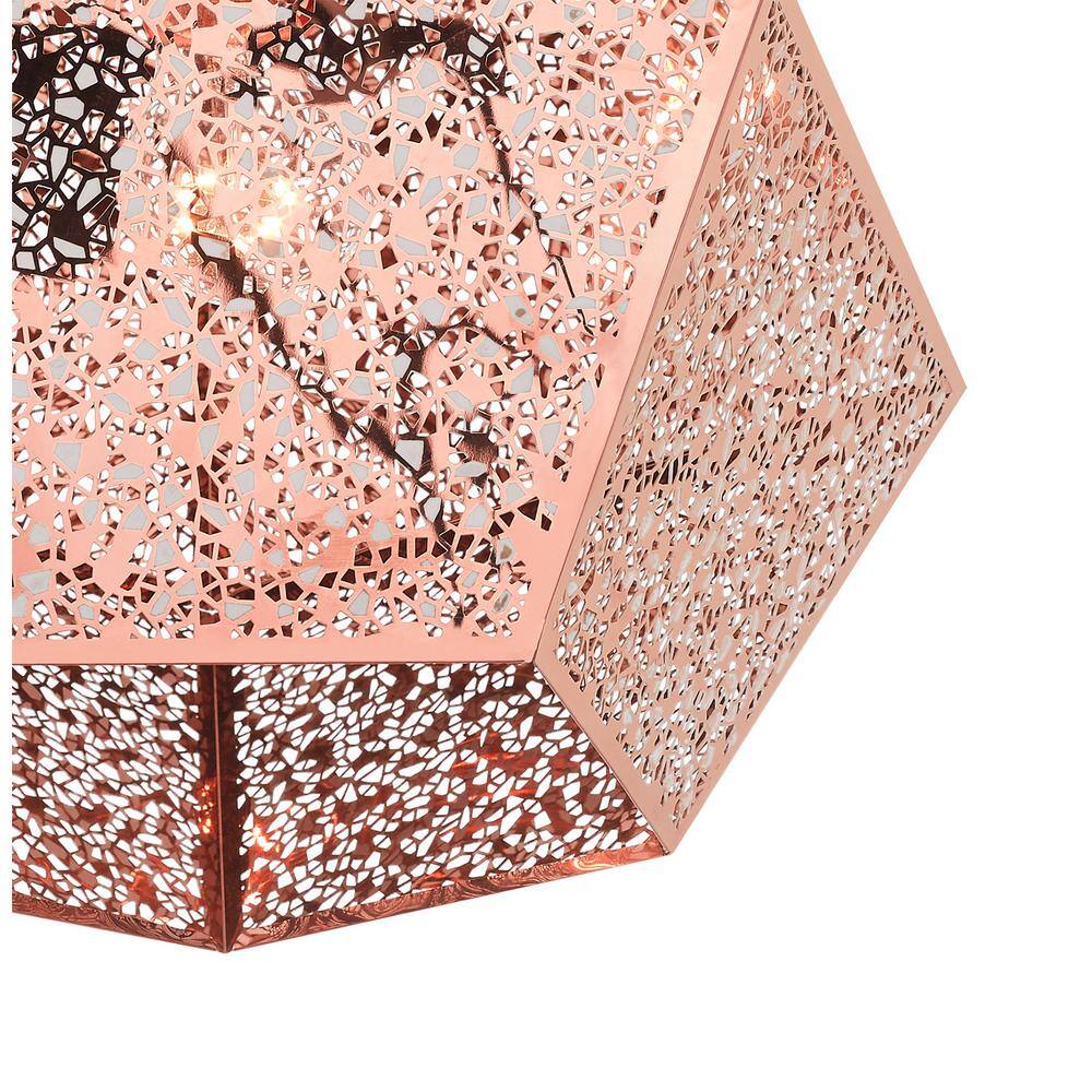Rose Gold Filigree Metal Globe Pendant Light