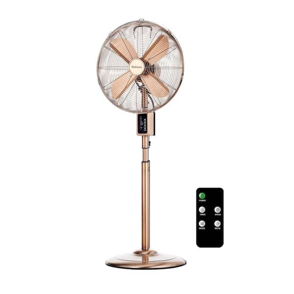 Holmes 16 in. Digital Oscillating 3-Speed Metal Stand Fan with Remote Control Copper finish