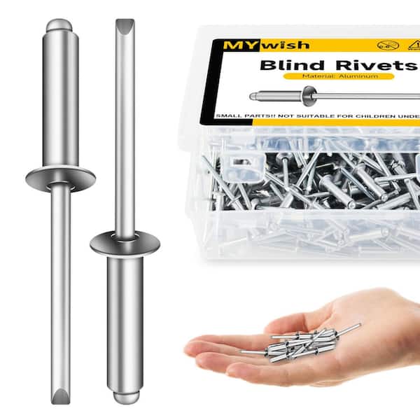 5/32 in. x 1/2 in. Aluminum Grip and Steel Mandrel Blind Pop Rivets for Metal (350-Pack）