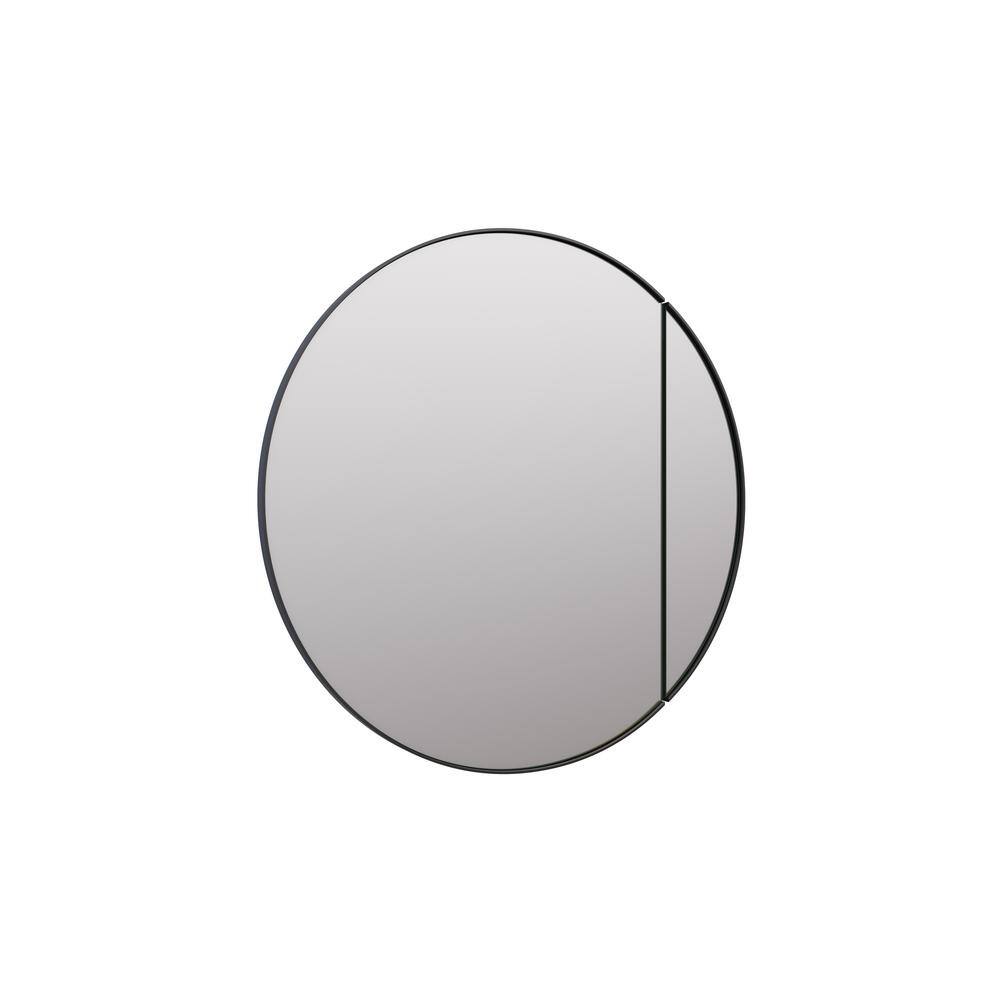 Black Round Steel Recessed Medicine Cabinet with Mirror
