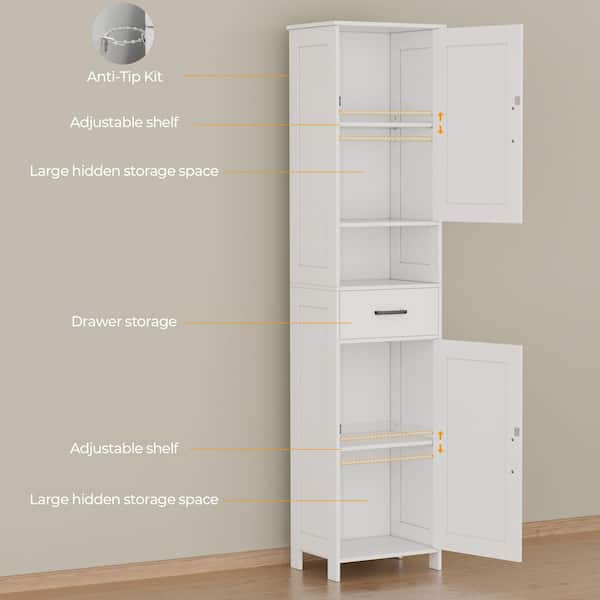 Numhew 15.7 in. W x 11.8 in. D x 66.9 in. H White Tall Bathroom