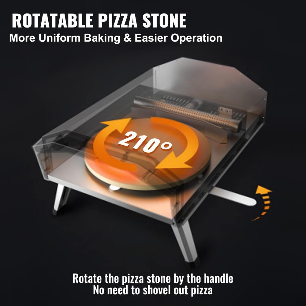 VEVOR 12-Inch Black and Stainless Steel Gas and Wood Outdoor Pizza Oven