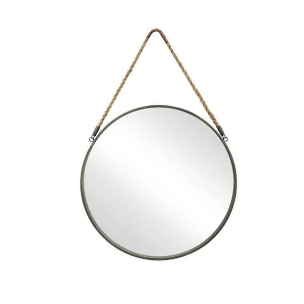 Grey 15 in. W x 15 in. H Farmhose Round Metal Framed Mirror