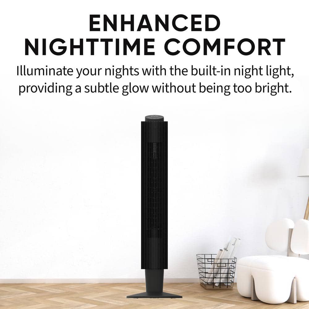 EVO 42" Black Wi-Fi Remote Controlled Tower Fan
