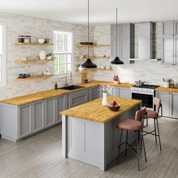 6 ft. L x 39 in. D Unfinished Birch Butcher Block Countertop Island in Mango Stain with Eased Edge