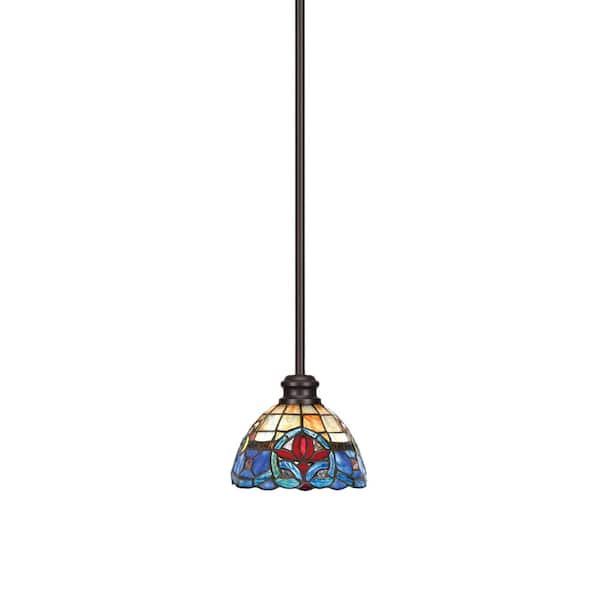 Albany 60-Watt 1-Light Espresso Shaded Pendant Light with Sierra Art ...