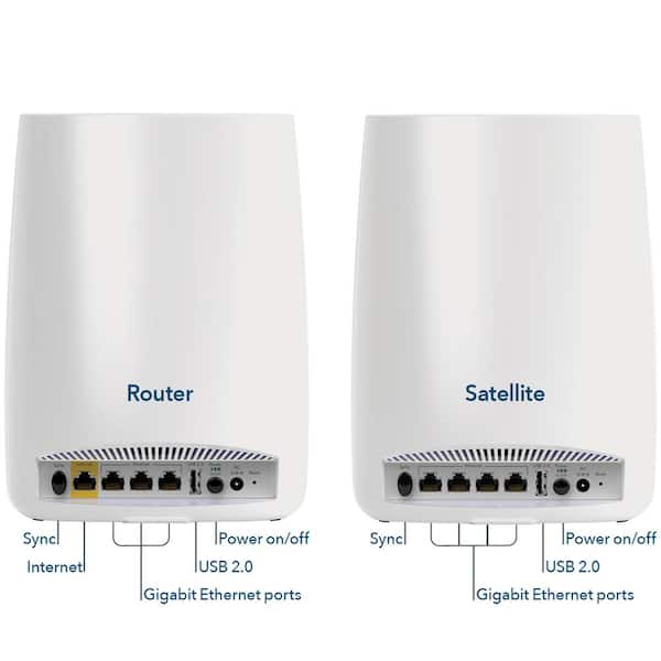 Evaluering leje sfære Netgear Orbi AC3000 Tri-Band WiFi Mesh System with Router + 1 Satellite  Extender - 3Gbps RBK50100NAS - The Home Depot