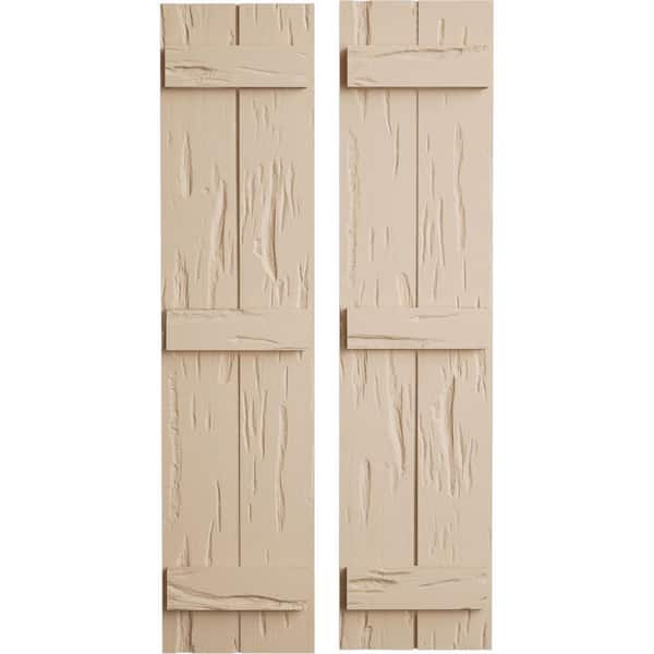 Ekena Millwork 11 in. x 86 in. Timberthane Polyurethane 2-Board Joined Board-n-Batten Pecky Cypress Faux Wood Shutters Pair