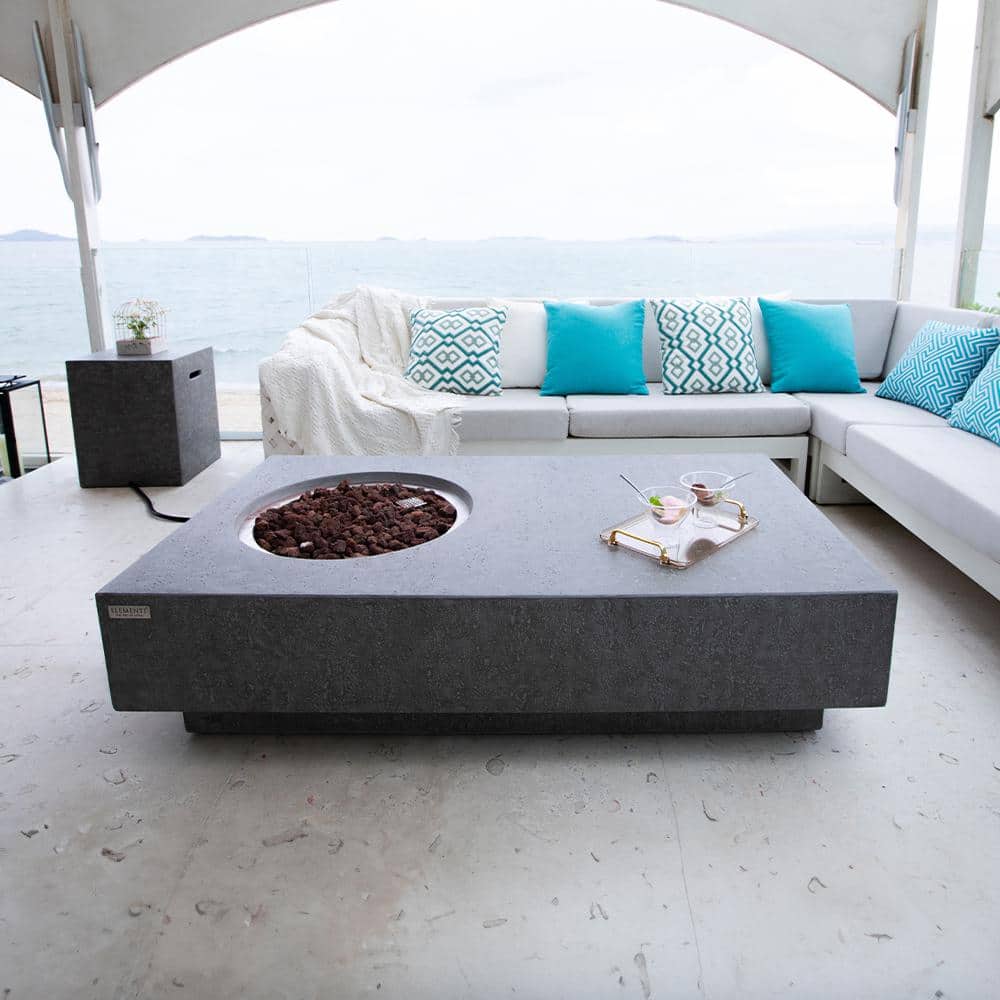 Metropolis Gray Concrete Rectangular Gas Fire Pit Table
