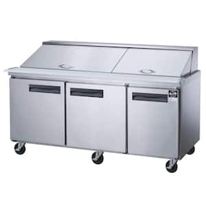 72.25 in. W 17.58 cu. ft. 3-Door Commercial Food Prep Table Refrigerator with Mega Top in Stainless Steel