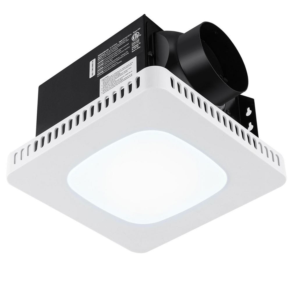 White LED Bathroom Ceiling Exhaust Fan with Galvanized Steel Housing
