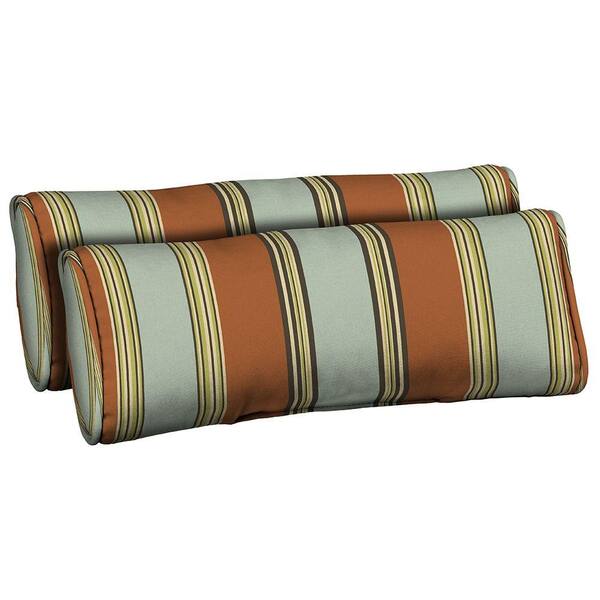 Hampton Bay Fontina Stripe Outdoor Bolster Pillow (2-Pack)