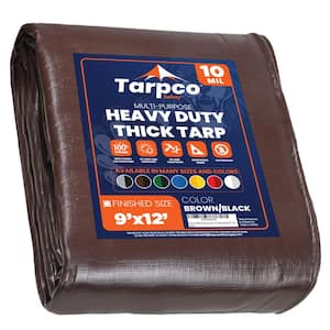 9 ft. x 12 ft. Brown/Black 10 Mil Heavy Duty Polyethylene Tarp, Waterproof, UV Resistant, Rip and Tear Proof