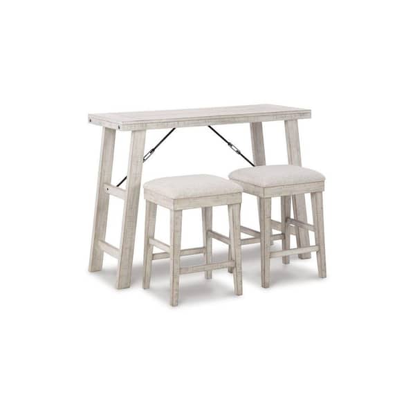 Benjara Modern Style 18 in. White Wooden Double Pedestal Dining Table Set (Seats 2)