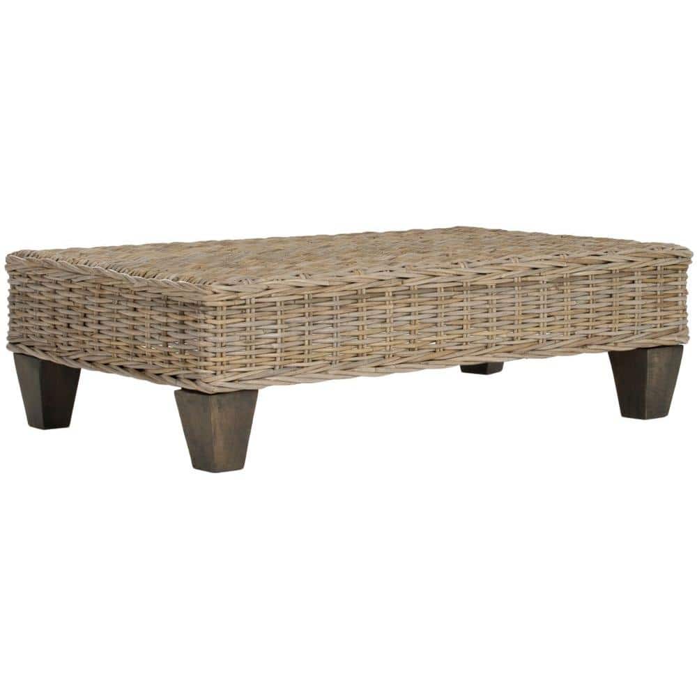 Leary 40'' Transitional Natural Wicker and Mango Wood Bench