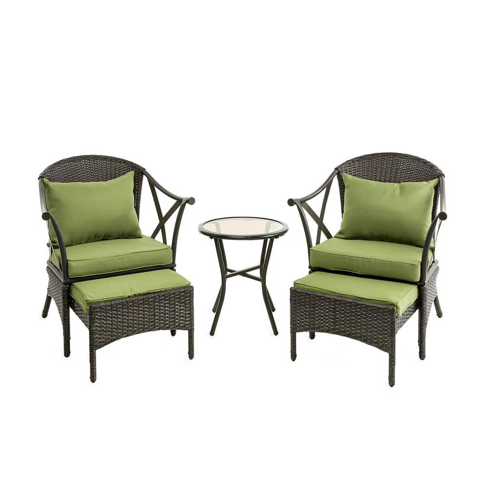 3-Piece Brown Wicker Patio Conversation Set with Light Green Cushions price history on PriceWatchPro