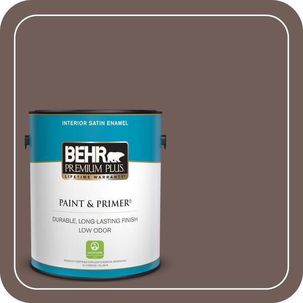 BEHR PREMIUM PLUS 1 gal. #750B-6 Tree Bark Satin Enamel Low Odor Interior Paint & Primer