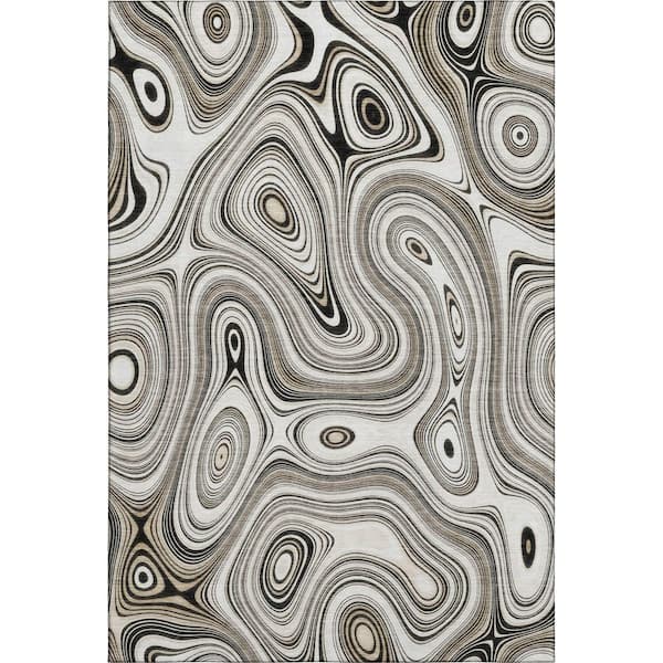 Mayfield Premium Machine Washable Abstract AMF2097 Ivory 10 ft. x 14 ft. Area Rug
