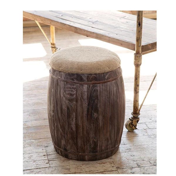 Unbranded 20 in. Barrel Accent Stool in Reclaimed Pine