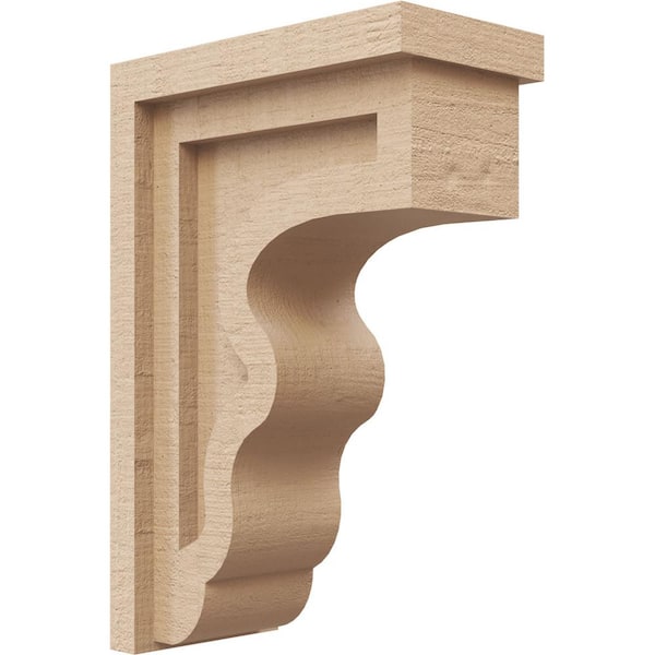 Ekena Millwork 4 in. x 12 in. x 8 in. Series 2 Classic Highland Rough Cedar Woodgrain Timberthane Polyurethane Corbel, Primed Tan