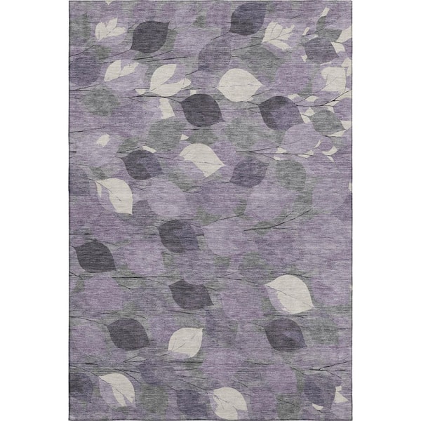 Mayfield Premium Machine Washable Abstract AMF2444 Purple 5 ft. x 7 ft. 6 in. Area Rug
