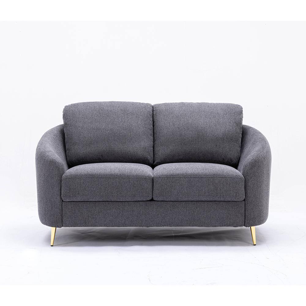 Yuina 60'' Gray Linen Loveseat with Sloped Arms