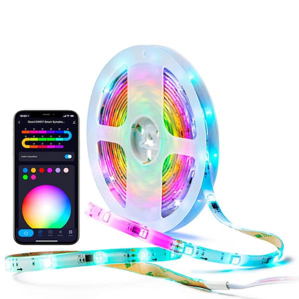 Geeni 16.4 ft. Prisma Symphony Smart LED Strip Light, RGBIC Color with App Control and Music Sync GN-EW017-999 The Home