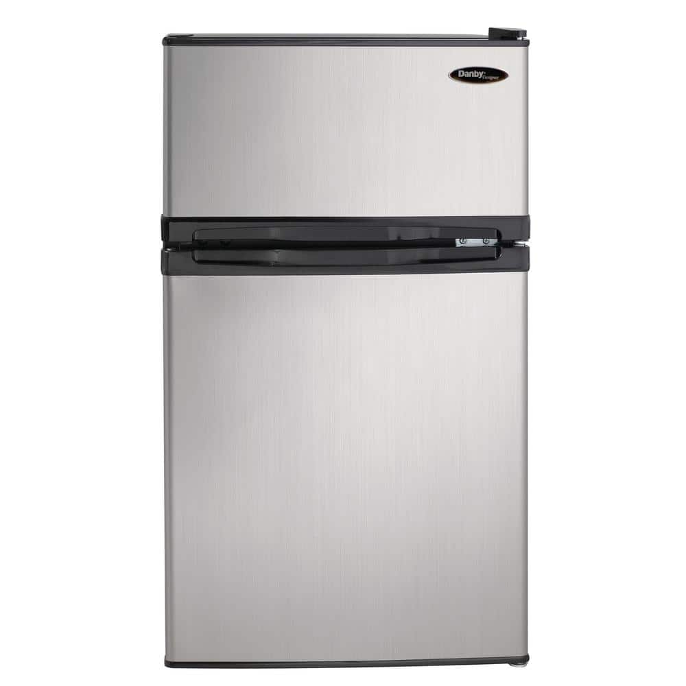 Danby Designer 3.1 cu. ft. Mini Fridge in Stainless Look with Freezer Section, Silver