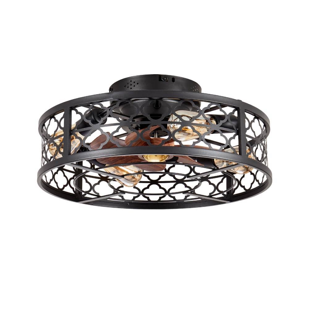 "20"" Black Caged Ceiling Fan with Light and Remote, 6 Speeds Reversible, for Bedroom, No Bulbs Included, E26*4" price history on PriceWatchPro
