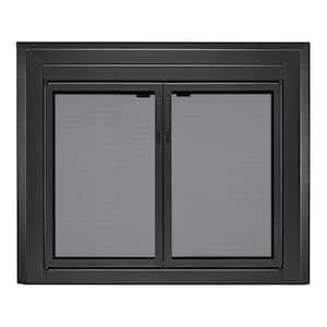 Uniflame Medium Logan Black Cabinet-style Fireplace Doors with Smoke Tempered Glass
