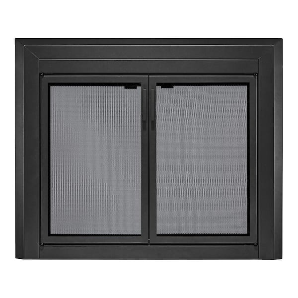 UniFlame Uniflame Medium Logan Black Cabinet-style Fireplace Doors with Smoke Tempered Glass
