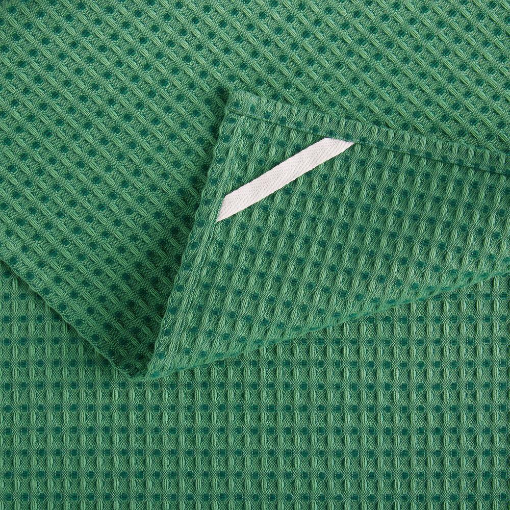 Green and White Cotton Jacquard Kitchen Towel Set of Three