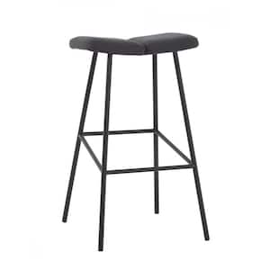 30 in. Brown Black Bar Height Backless Bar Chair with Footrest