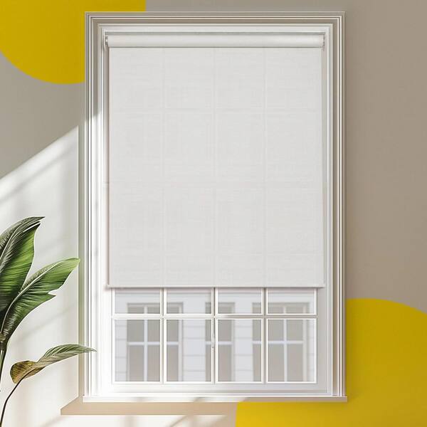 YELLOW BLINDS Weave White Cordless Light Filtering UV Protection Polyester Roller Shade for Window 36 in. W x 72 in. L
