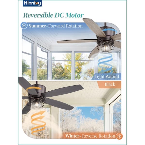 HINNIXY 52 in Outdoor Brown Waterproof Ceiling Fan with Lights and