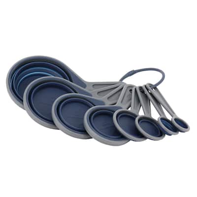Oster Bluemarine 8 Piece Collapsible Measuring Cup and Spoons Set in Dark Blue