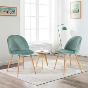 Aquamarine Velvet Upholstered Dining Chairs with Metal Legs (Set of 2)